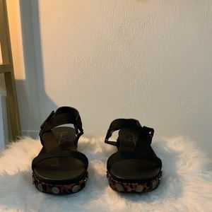 Black and animal print sandal